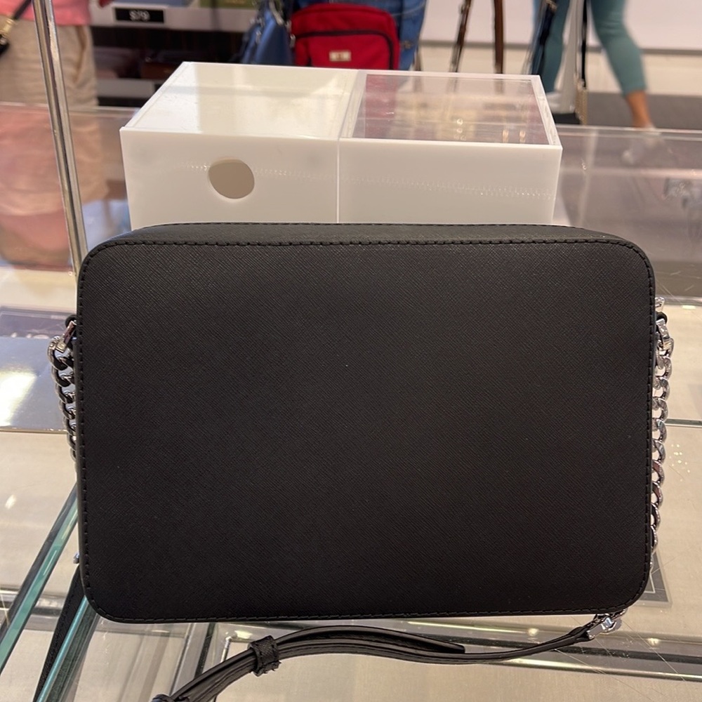 Michael Kors Jet Set Item Large East West Zip Crossbody Leather Black - Picture 15 of 16